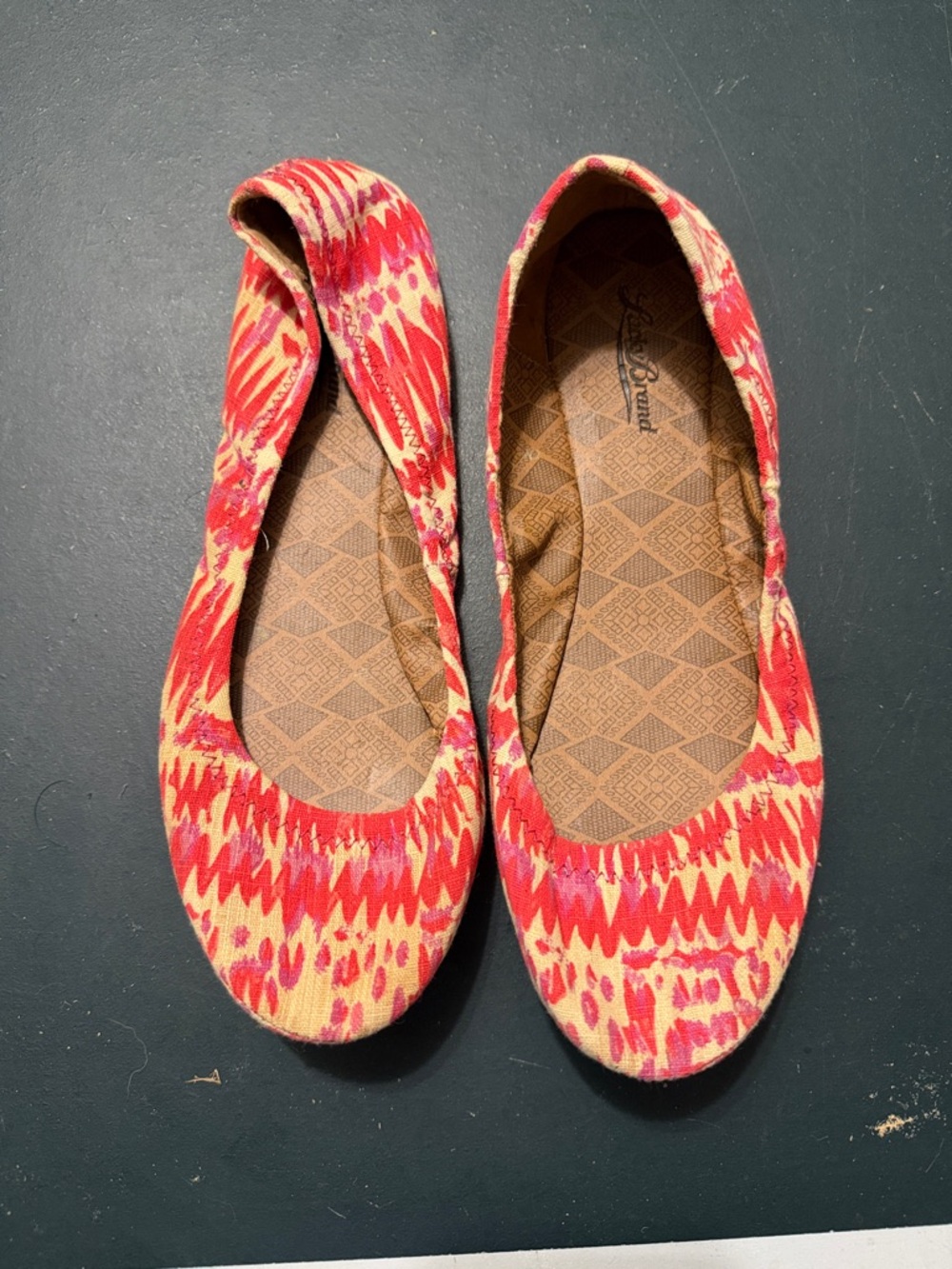 Lucky Brand Red and Cream Patterned Ballet Flats